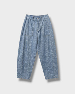 Pantalon barrel denim à pois