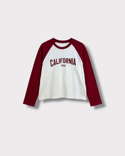 Tee-shirt California bordeaux — face à plat