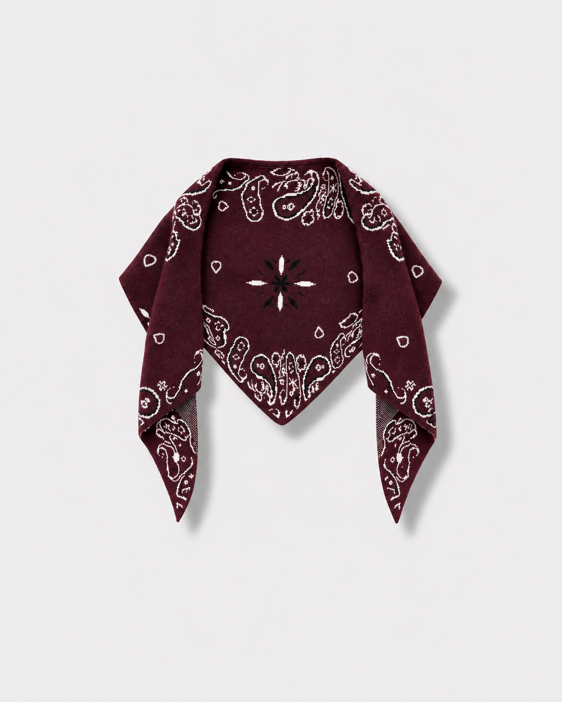 Écharpe bandana triangulaire Bordeaux grenata — vue à plat