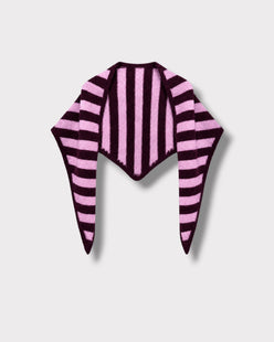 Foulard rayé Acaï & rose baby à plat