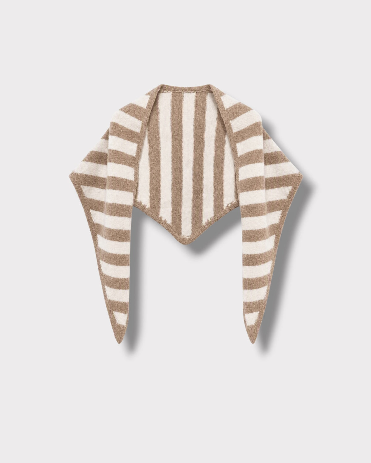Foulard rayé Beige cachemire à plat