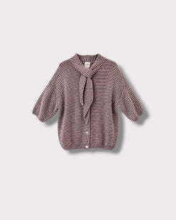 Gilet Adèle rayé — Bordeaux — vue à plat