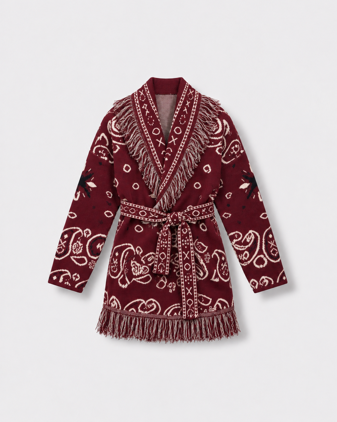 Gilet kimono bandana Bordeaux grenata — à plat
