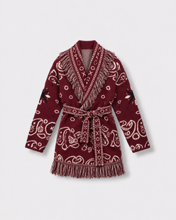 Gilet kimono bandana Bordeaux grenata — à plat