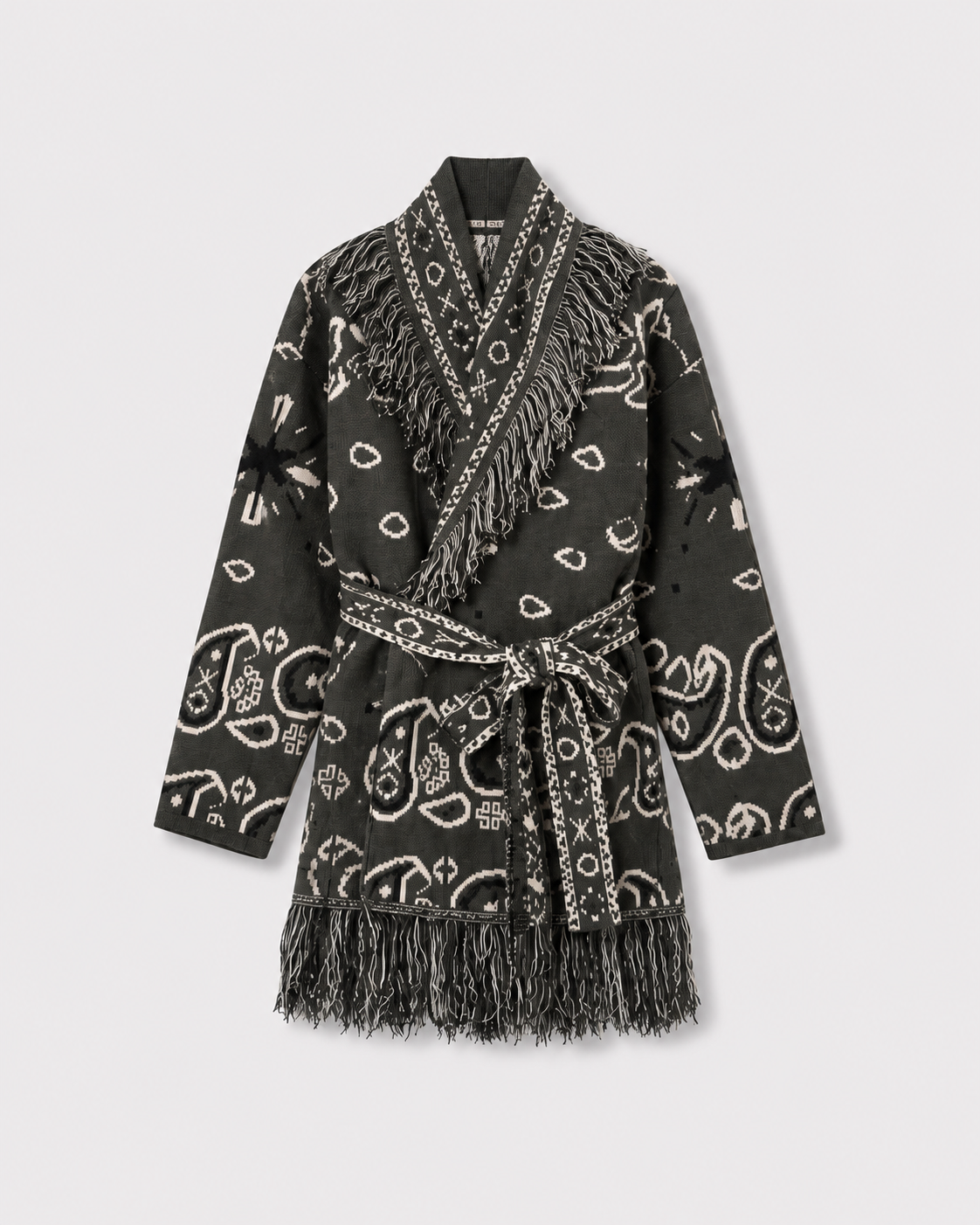 Gilet kimono bandana Kaki sottobosco — à plat