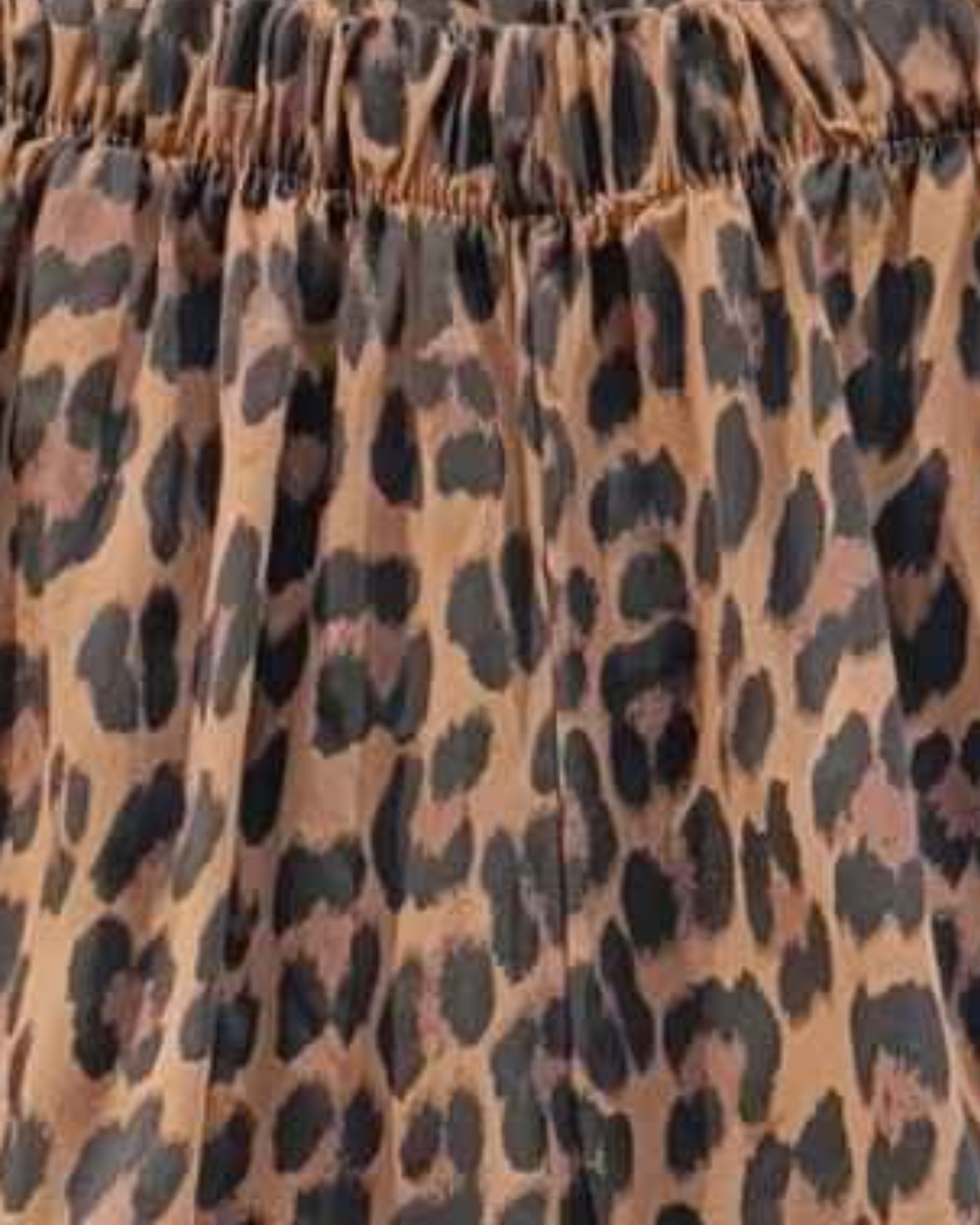 Pantalon Léo camel — détail taille et imprimé léopard