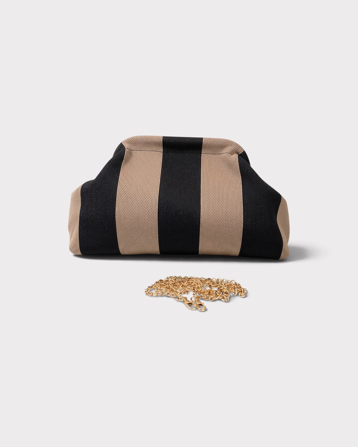 Pochette Loulou Noir et taupe avec chaîne dorée