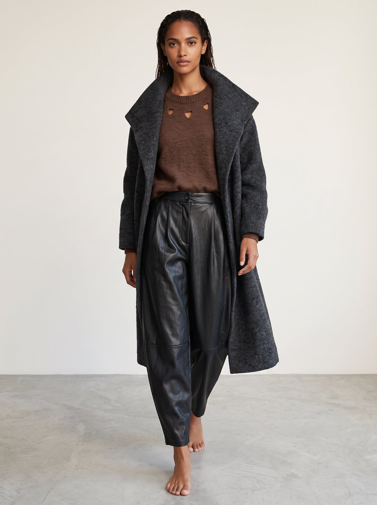 Manteau Aurelie anthracite — vue de face ouverte