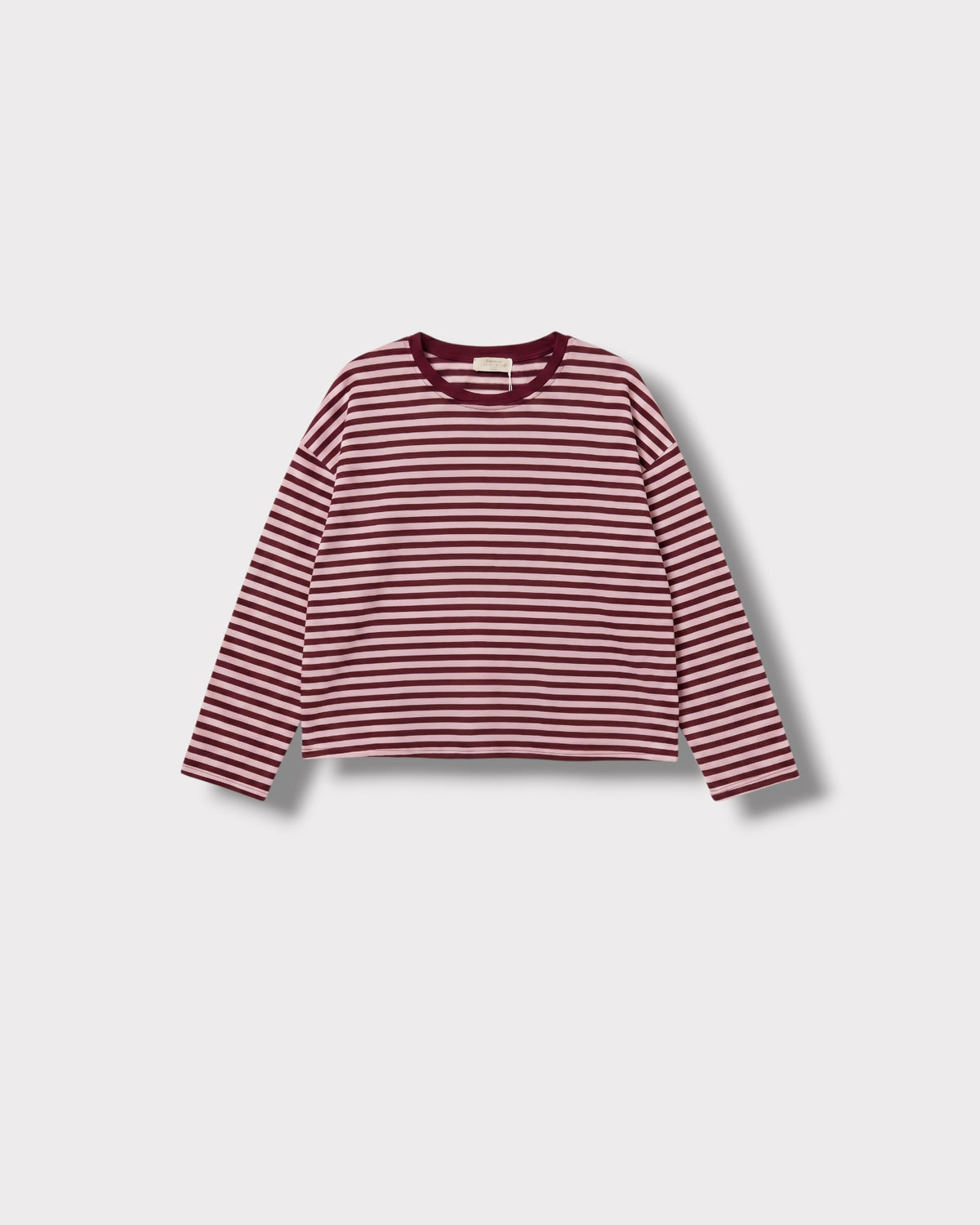 Marinière Rendez-vous — Rose & bordeaux — vue à plat
