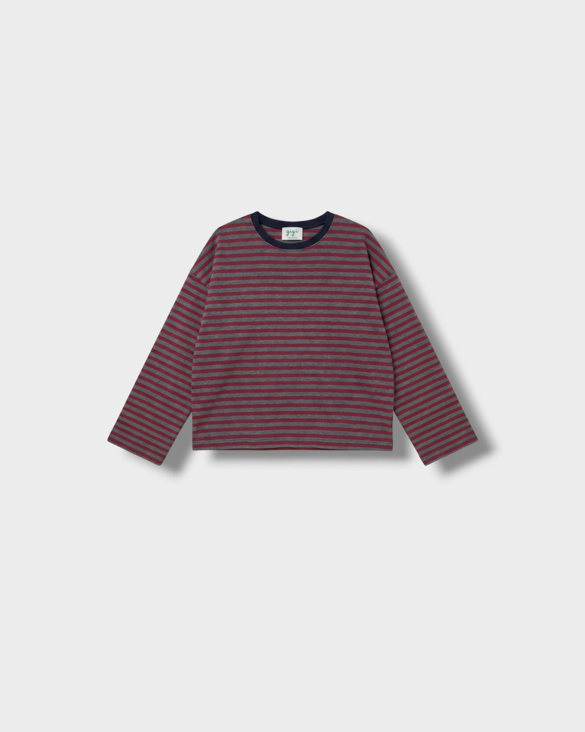 Marinière Violette bordeaux gris à plat
