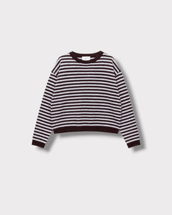Pull Marinière Violette Ciel & bordeaux à plat