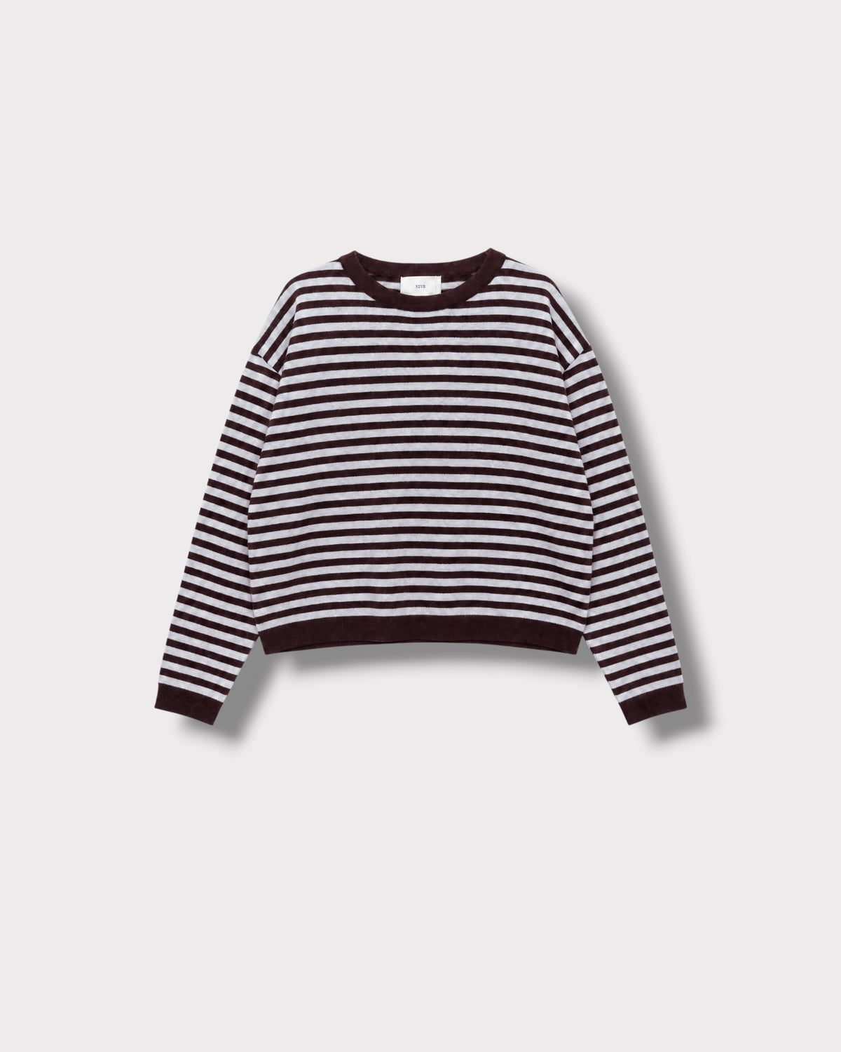 Pull Marinière Violette Ciel & bordeaux à plat