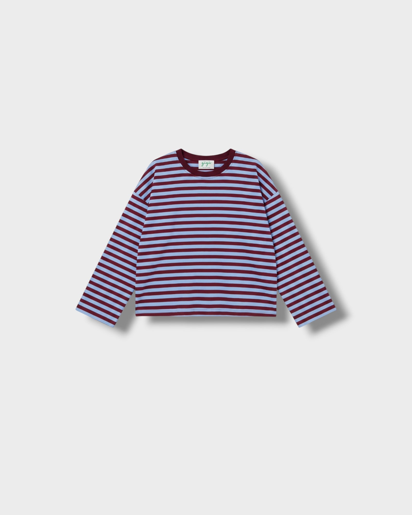 Marinière Violette ciel bordeaux à plat