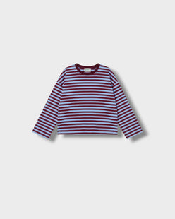 Marinière Violette ciel bordeaux à plat