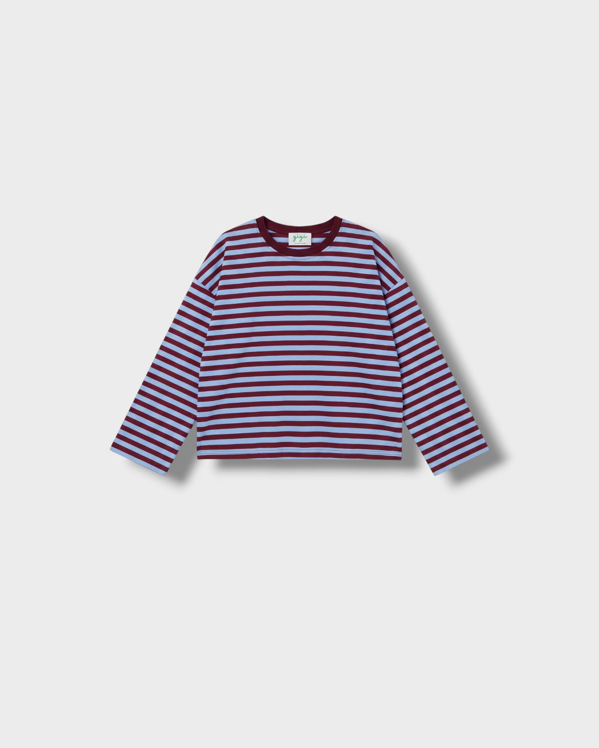 Marinière Violette ciel bordeaux à plat