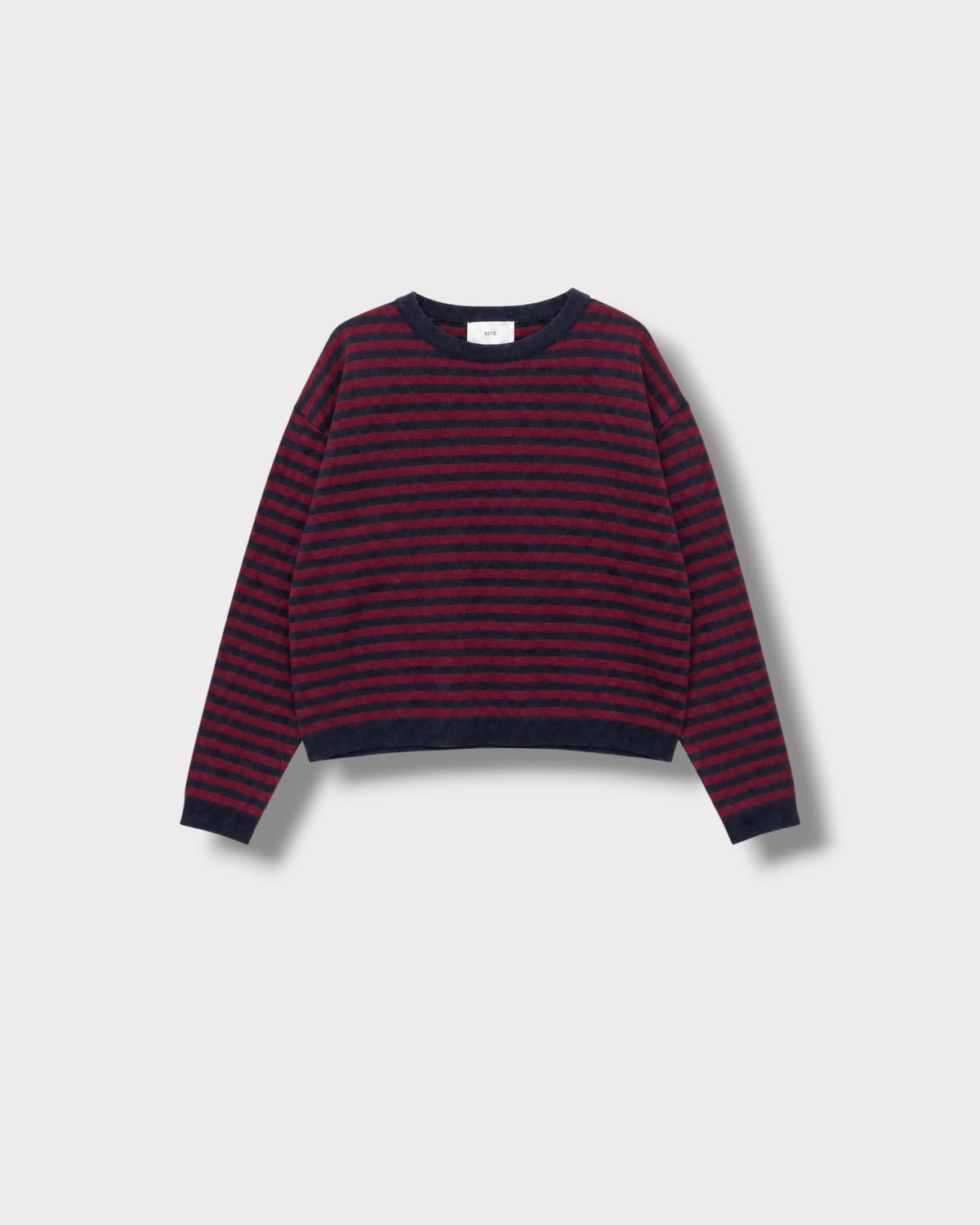 Pull Marinière Violette Marine & bordeaux à plat