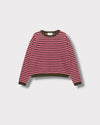 Pull Marinière Violette Rose & kaki à plat