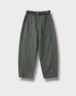 Pantalon Barrel en toile Kaki sottobosco à plat