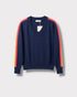 Pull rainbow col V marine — à plat