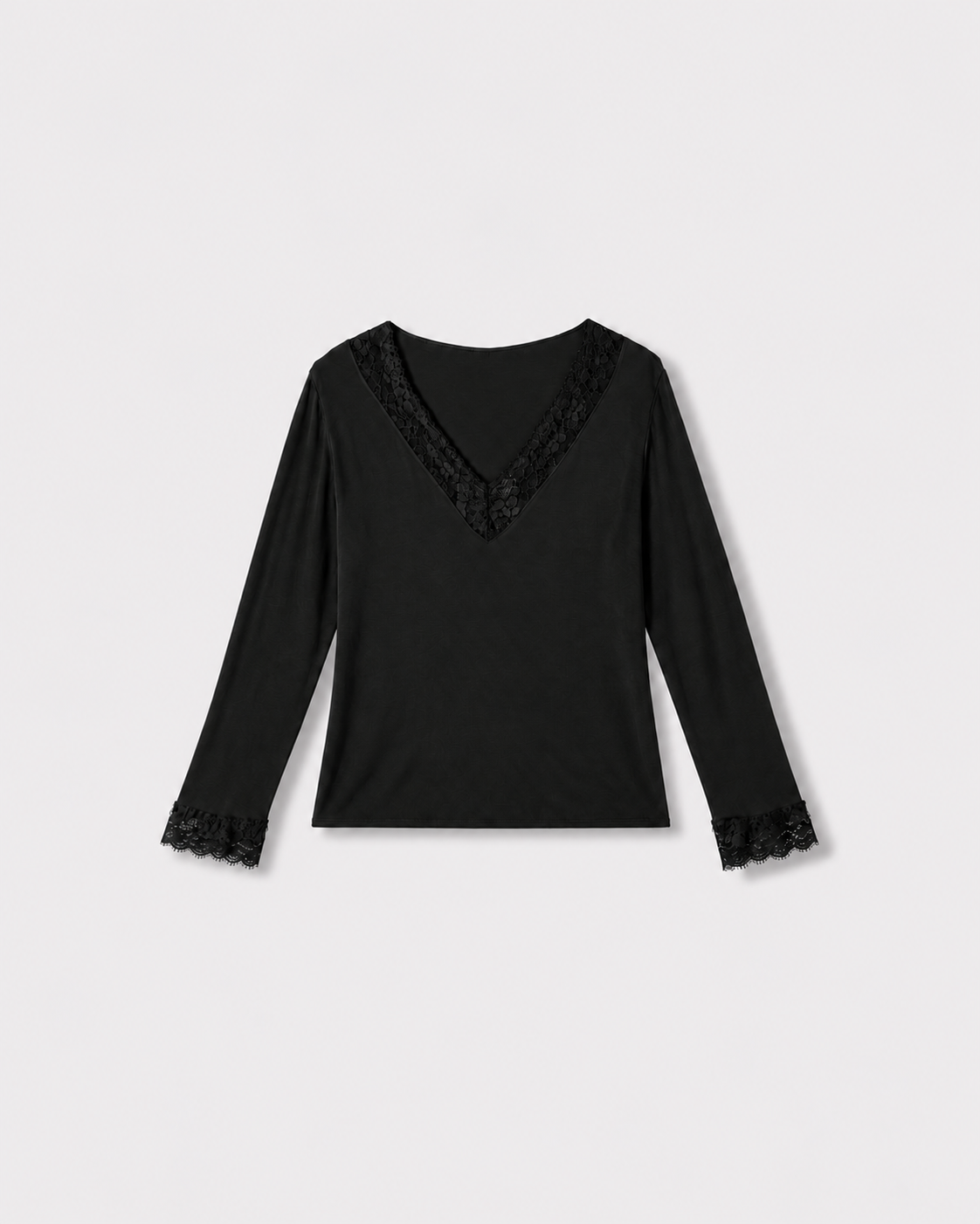 Seconde peau col V — Noir — vue à plat