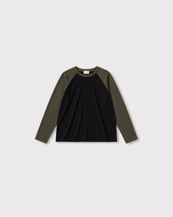 Tee-shirt Yankee — Kaki & noir — vue à plat
