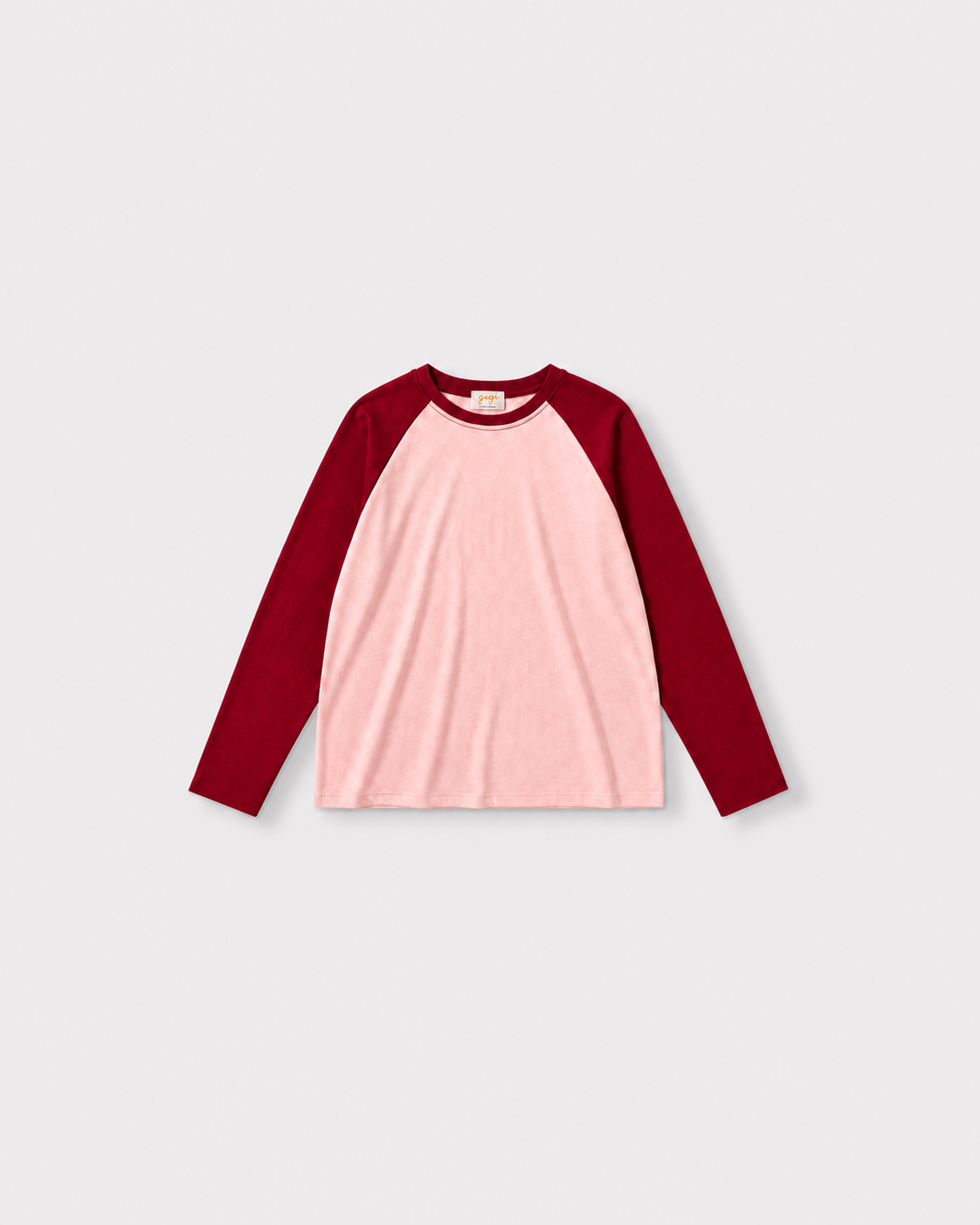 Tee-shirt Yankee — Rose & bordeaux — vue à plat