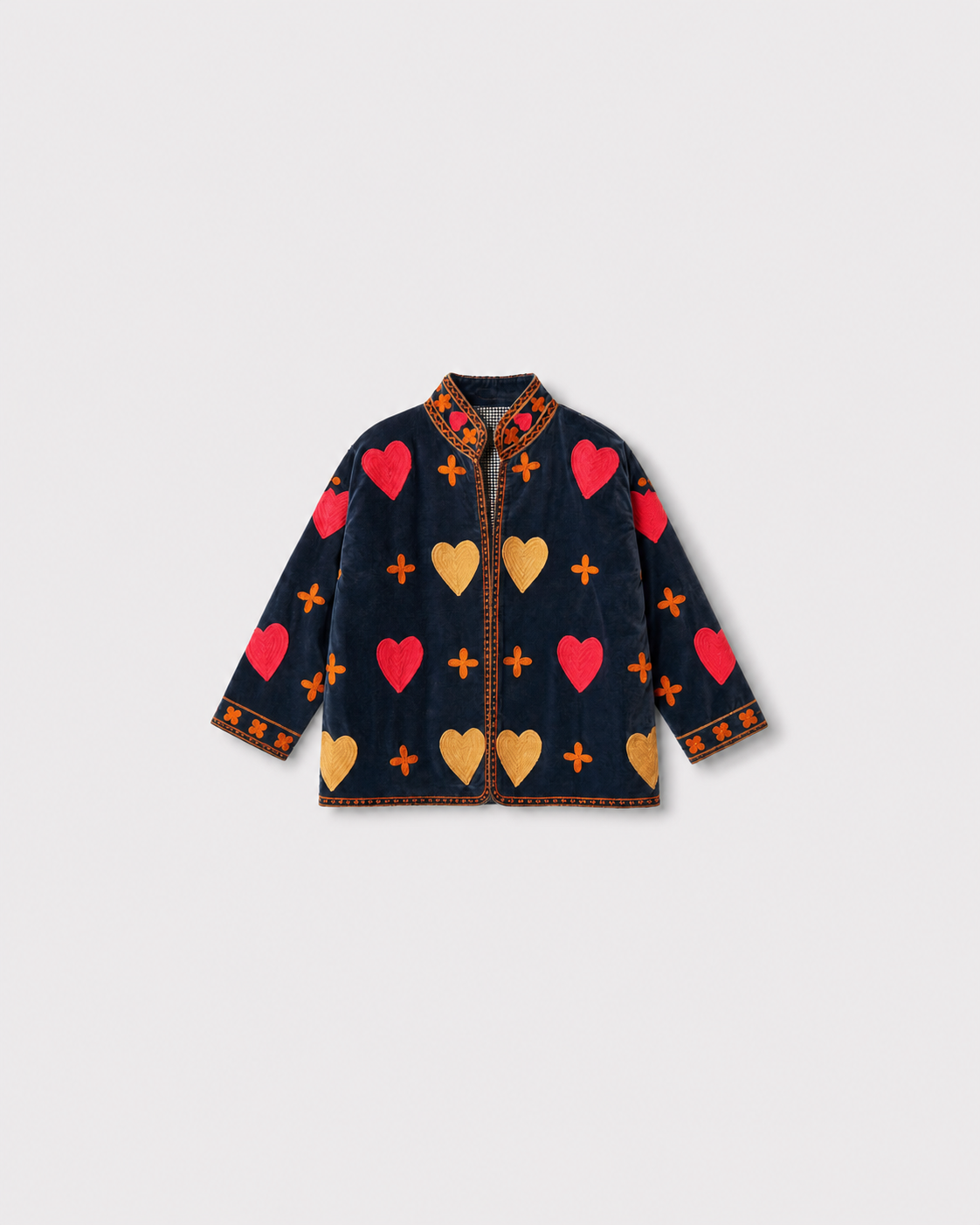 Veste Kimono Heart — Marine notte — vue à plat