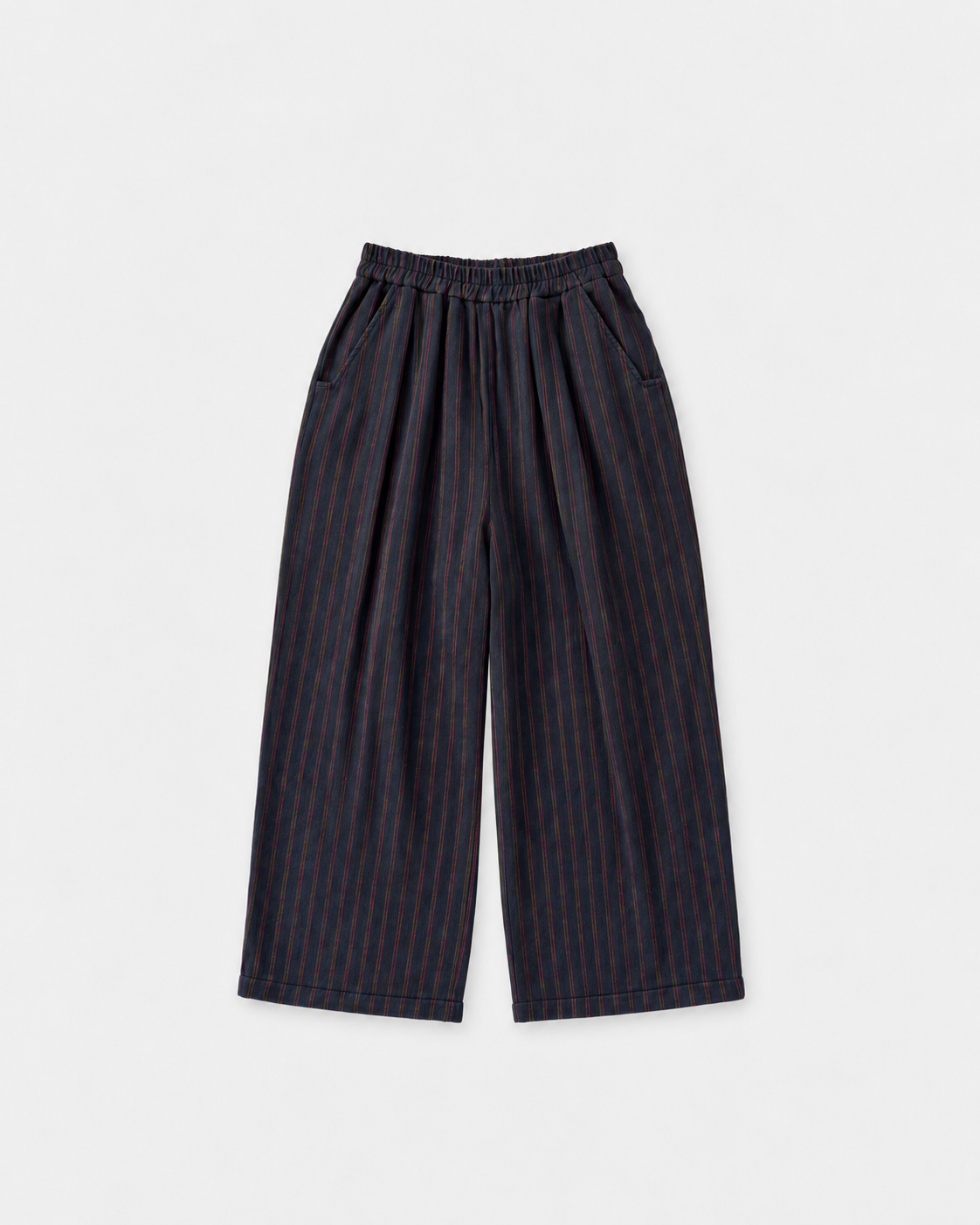 Pantalon Auguste rayures Marine notte — flat sur fond gris