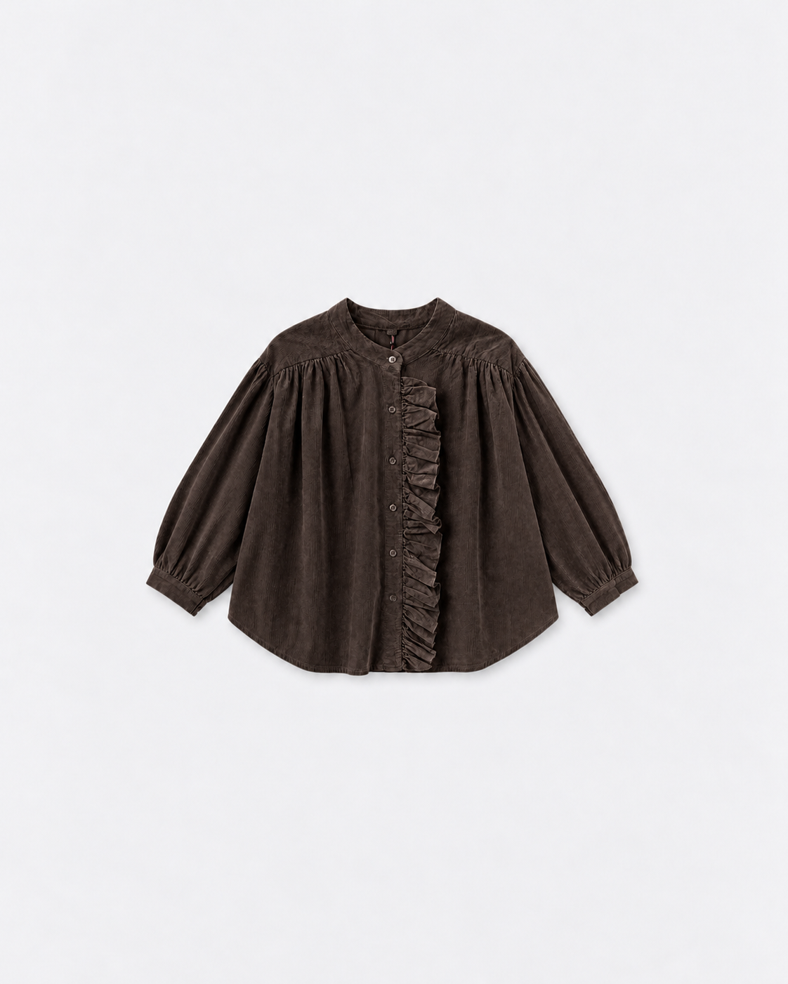 Blouse Fanny velours Choco moro à plat sur fond gris