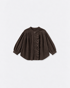 Blouse Fanny velours Choco moro à plat sur fond gris