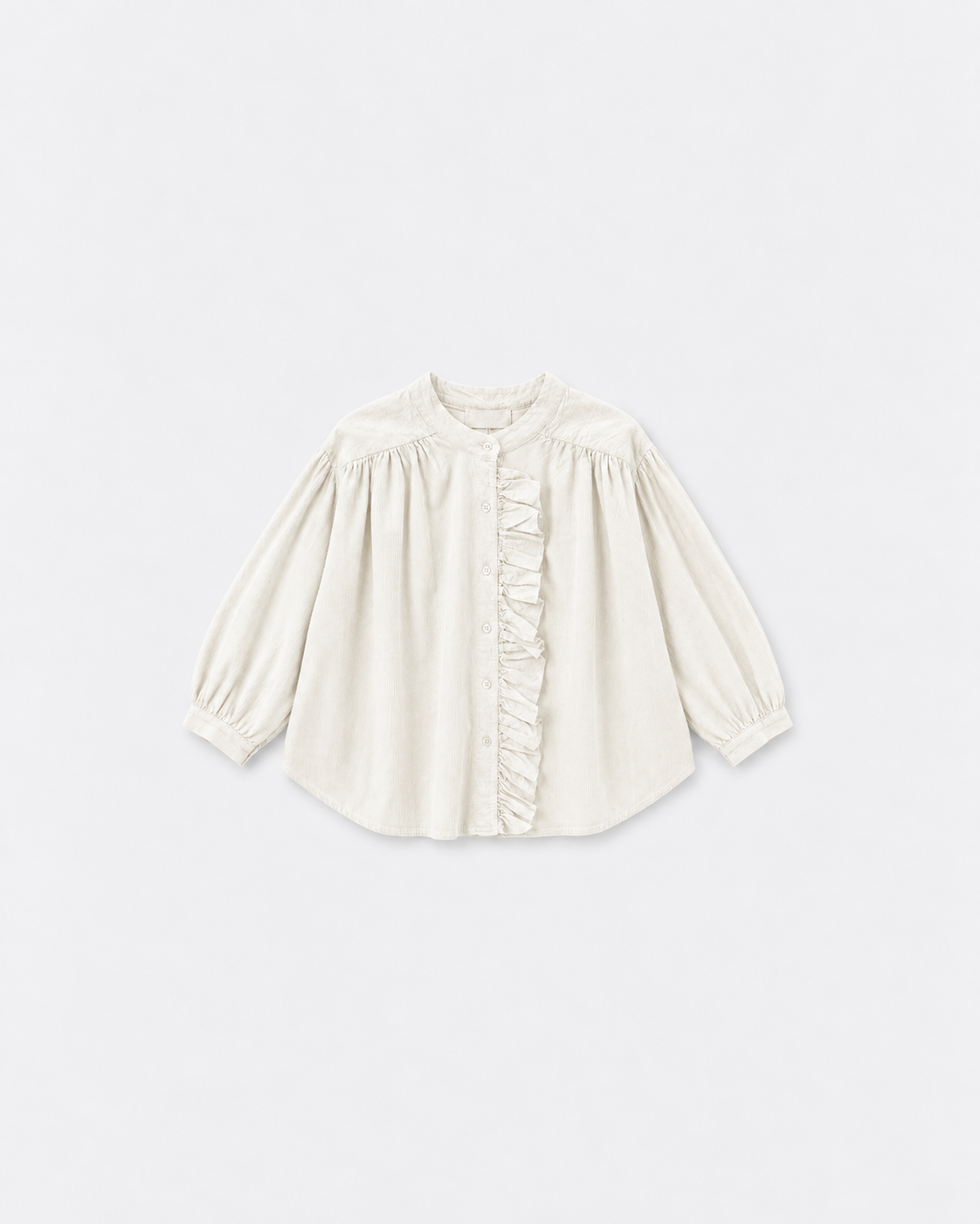 Blouse Fanny velours Ecru à plat sur fond gris