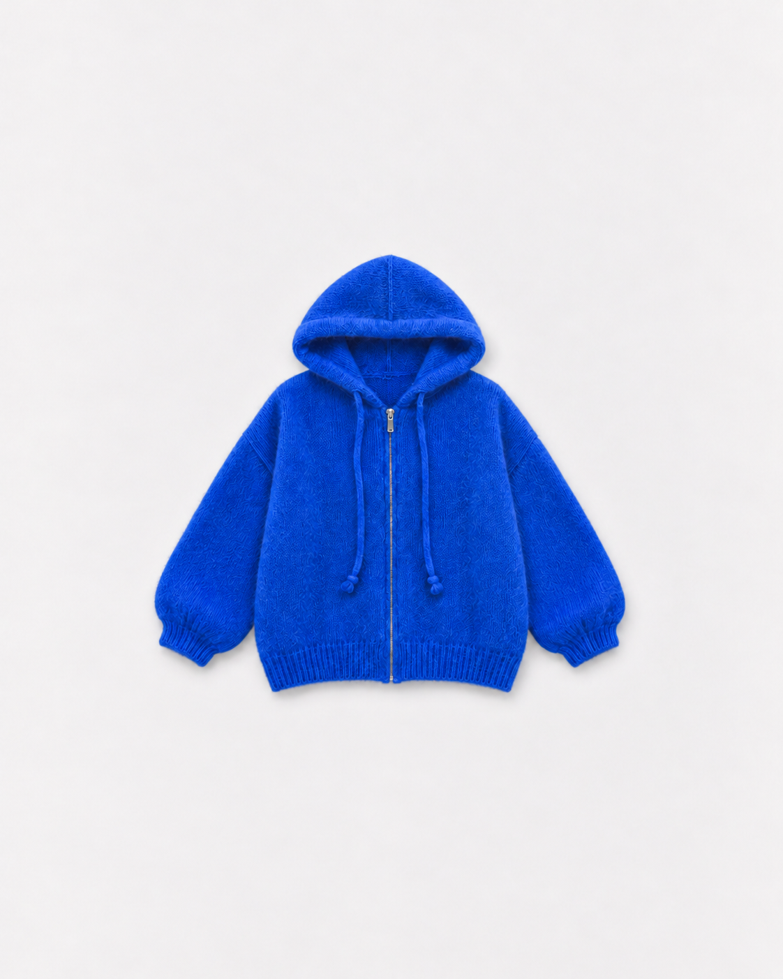 Gilet Capucine Bleu elettrico — à plat sur fond gris