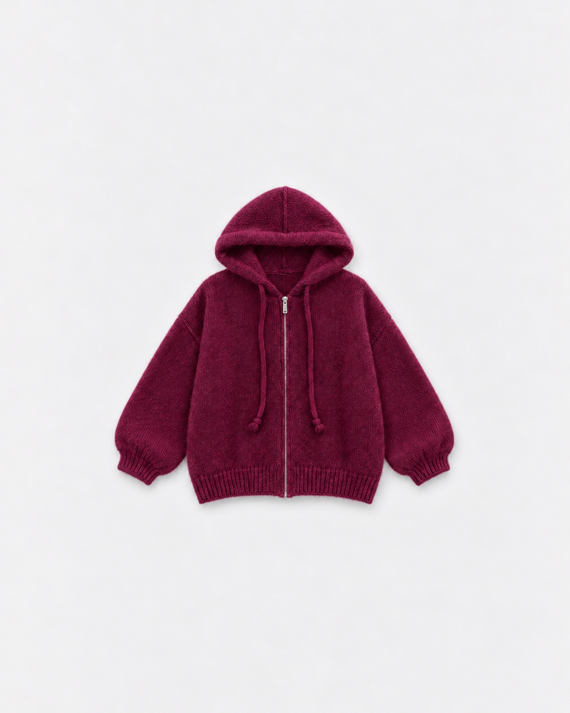 Gilet Capucine Bordeaux grenata — à plat sur fond gris