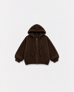 Gilet Capucine Choco moro — à plat sur fond gris