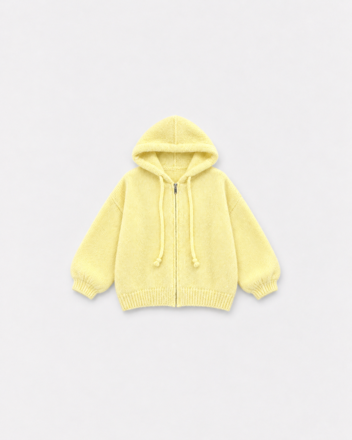 Gilet Capucine Jaune beurre — à plat sur fond gris