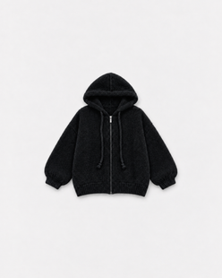 Gilet Capucine Noir — à plat sur fond gris