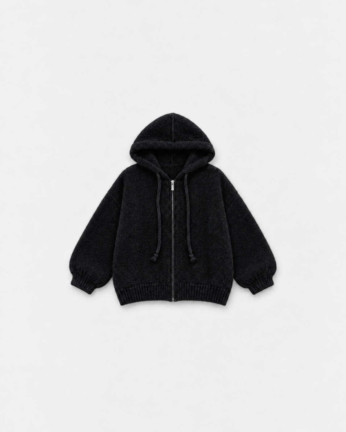 Gilet Capucine Noir — à plat sur fond gris