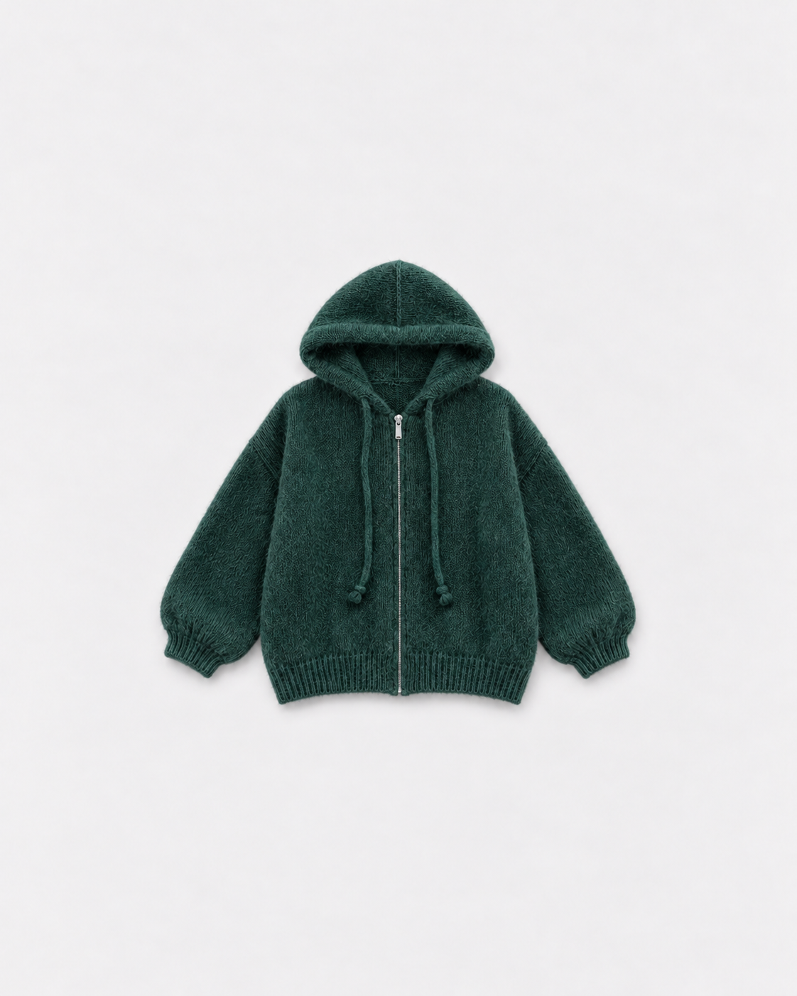 Gilet Capucine Vert sapin — à plat sur fond gris