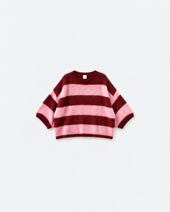 Pull Josy Rose & bordeaux — flat sur fond gris
