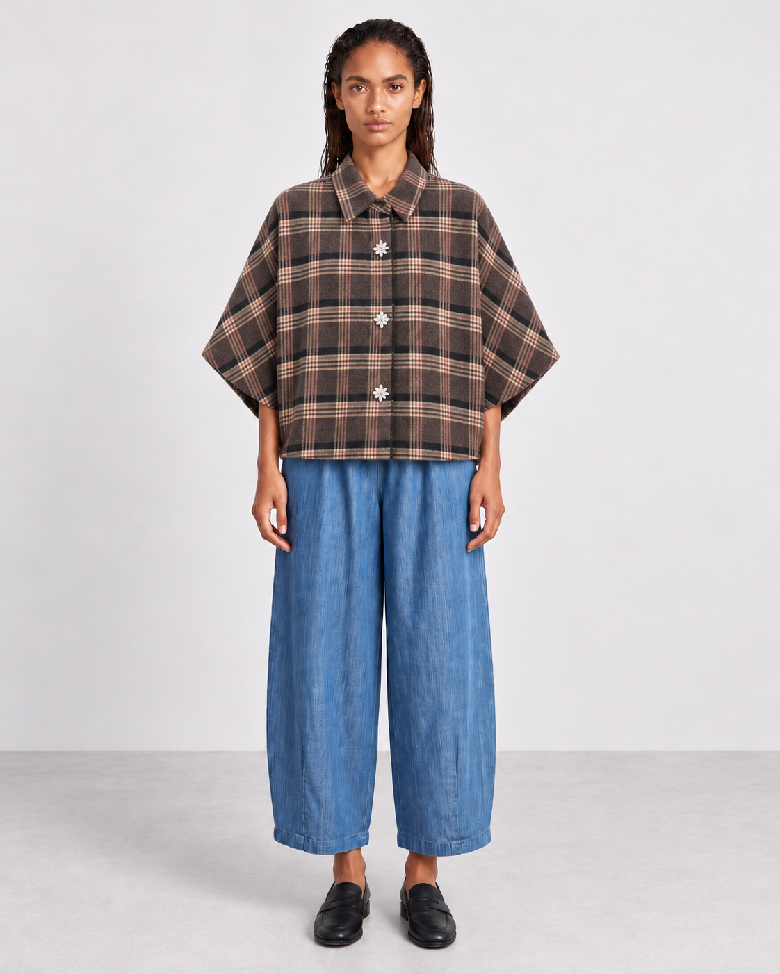 Chemise Lisa Choco moro — porté en pied, face