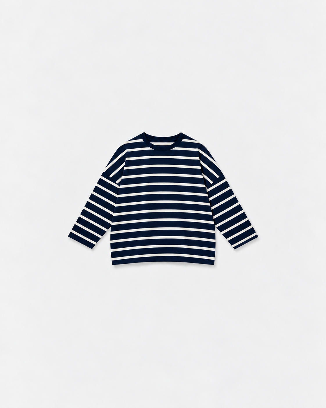 Tee-shirt Marinière Gaston Marine & ecru à plat sur fond gris