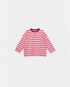 Tee-shirt Marinière Gaston Rose & bordeaux à plat sur fond gris