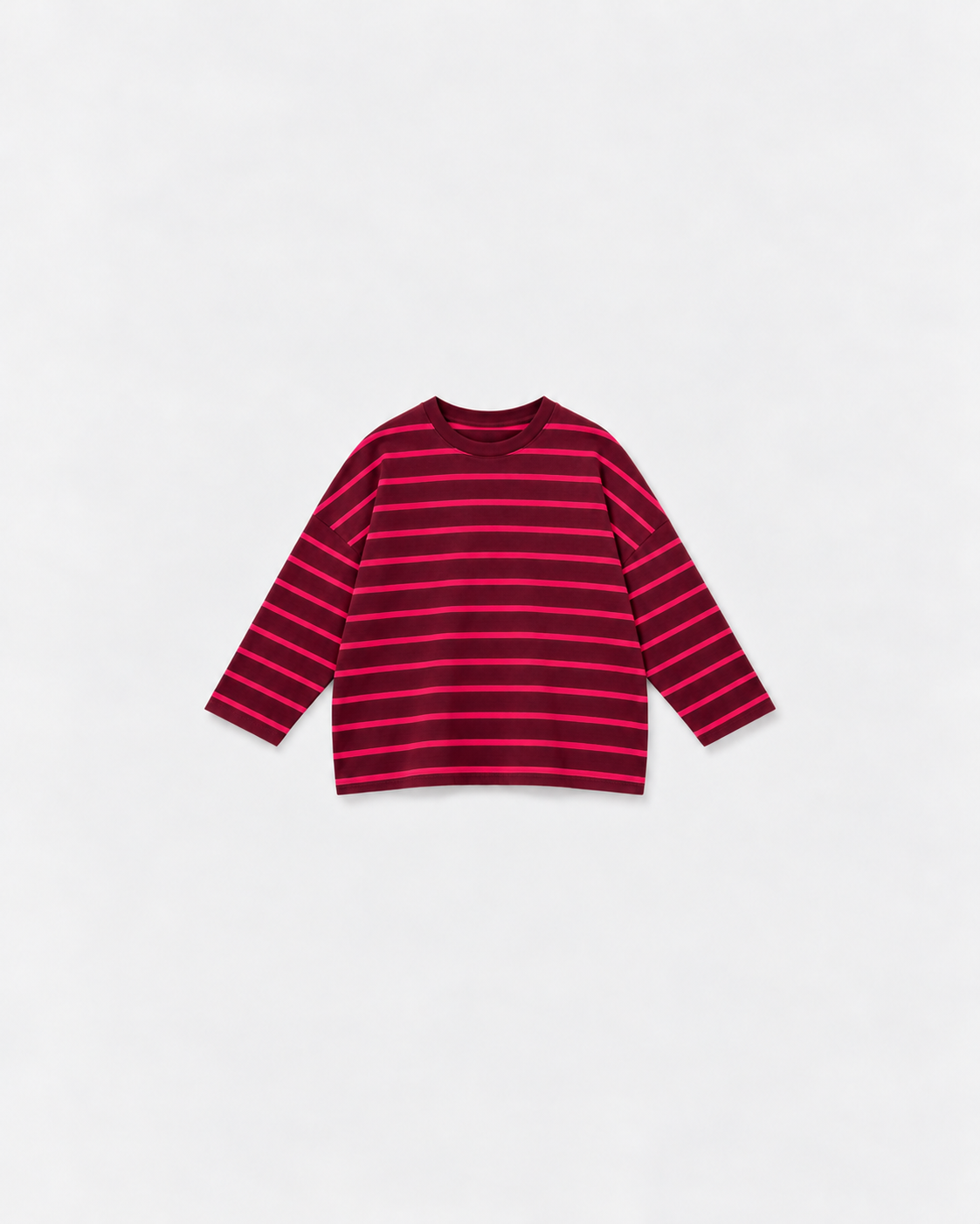 Tee-shirt Marinière Gaston Rouge & rose à plat sur fond gris